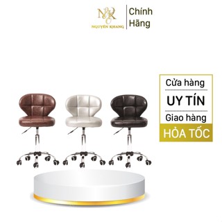 Ghế Spa Có Tựa Lưng, Đôn Hơi xoay 360 Độ Chỉnh Cao Thấp Vỏ Bọc Da Cao Cấp Dùng Cho Spa nail phun xăm