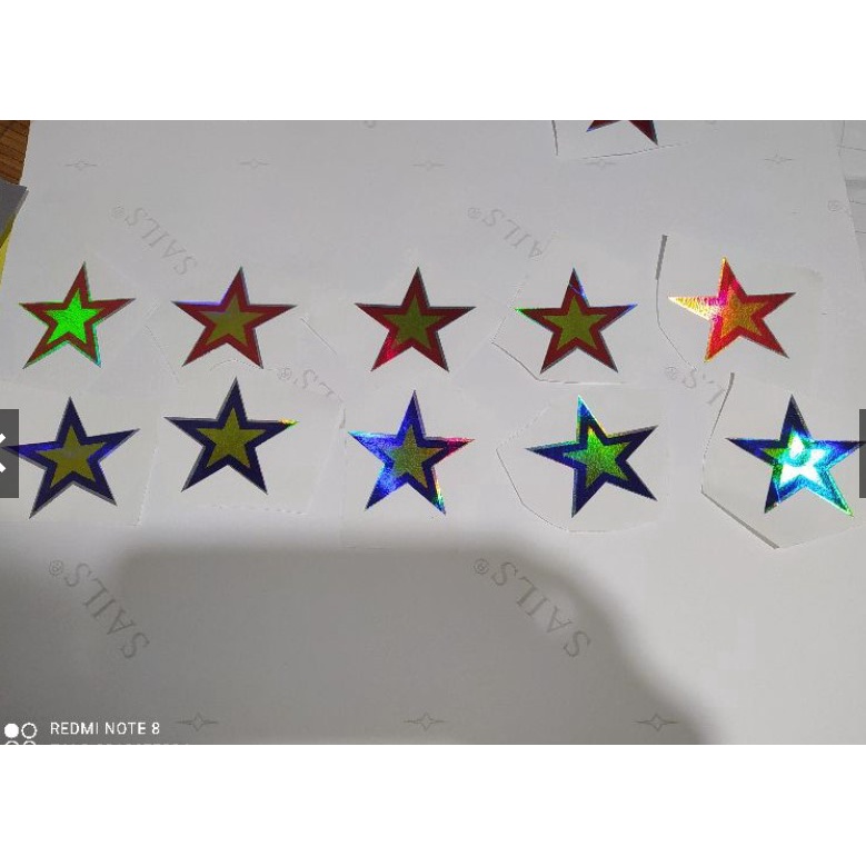 Tem decal hình ngôi sao phản quang bảy màu dán xe. Tem dán xe hình ngôi sao phản quang. Tem ngôi sao dán xe