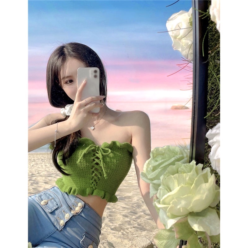 Áo Crop top Màu Xanh Lá Thiết Kế Quyến Rũ Thời Trang Cho Nữ | BigBuy360 - bigbuy360.vn