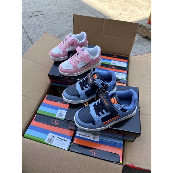 Giày thể thao bé trai và bé gái OP 🌈 Giày sneaker nhẹ da Pu cao cấp xuất dư 0323