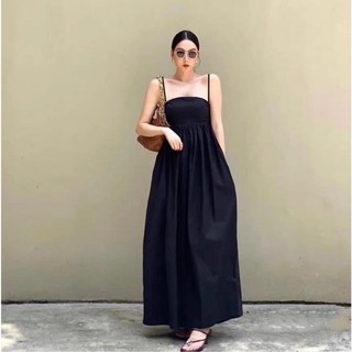 Đầm maxi 2 dây, phần lưng bo thun