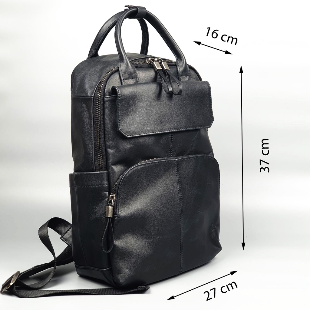 [Freeship] Ba lô nam da bò thật BP406 (Đen) - 100% da thật, BH 3 năm | BigBuy360 - bigbuy360.vn