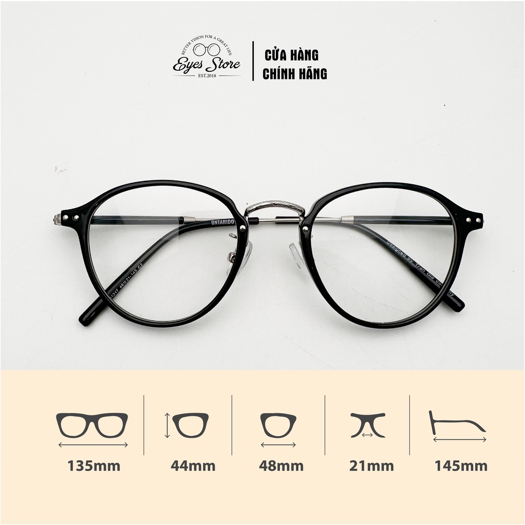 Gọng kính cận tròn nữ nhựa lõi thép EYESSTORE phụ kiện thời trang 01317