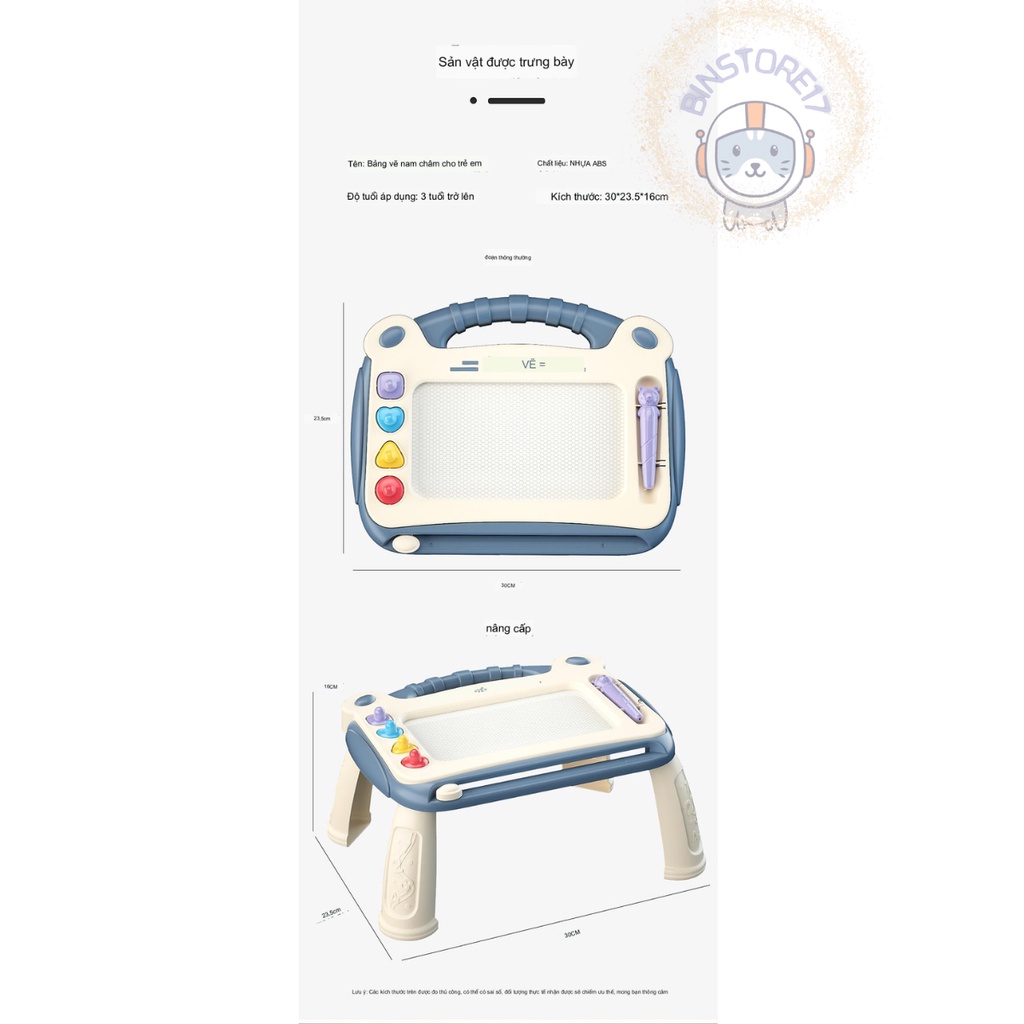 Bảng Vẽ Tự Xóa Cho Bé Thông Minh Có Chân Bàn, Bảng Từ Tính Tập Viết, Tập Vẽ Cho Bé - Binstore17
