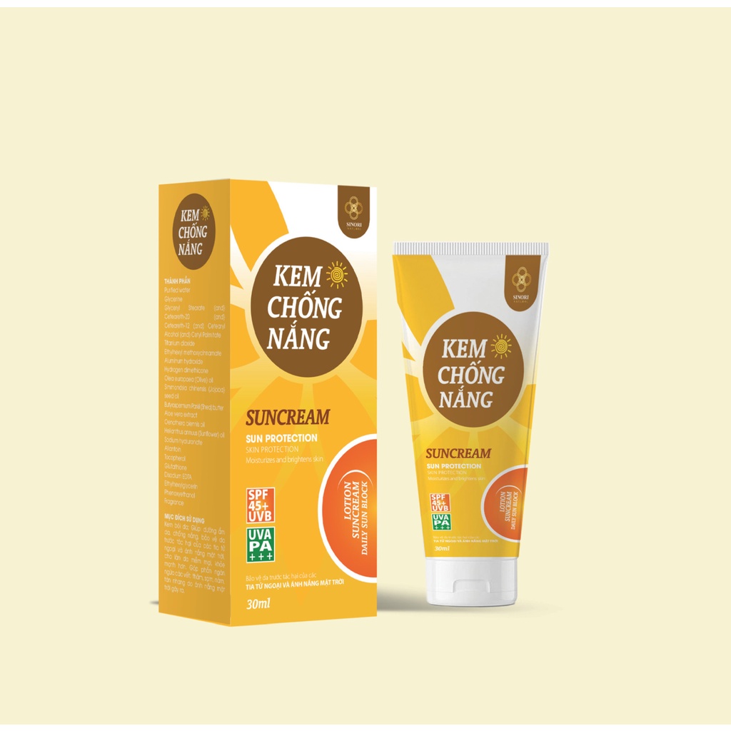 Kem Chống Nắng Dưỡng Da Nâng Tone SINORI, SPS50+ Dưỡng Ẩm, Làm Sáng Da, Dành Cho Da Dầu Mụn 30ml
