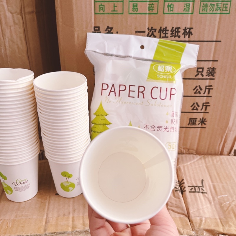 Set 50 Cốc Giấy Dùng 1 Lần Chịu Nhiệt An Toàn Sức Khoẻ Thân Thiện Môi Trường