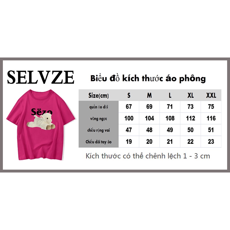 SELVZE Áo Thun Cotton Tay Ngắn Dáng Rộng In Họa Tiết Vintage Thời Trang