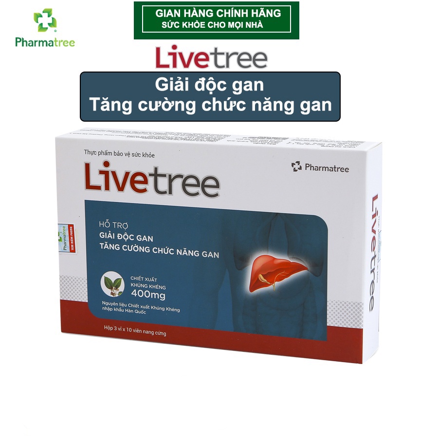 Livetree Pharmatree hộp 30 viên -Viên uống Thải độc gan, bổ gan, làm mát gan, tăng cường chức năng gan