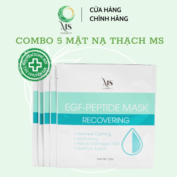 COMBO 5 Mặt nạ thạch MS EGF - Peptide Mask dưỡng ẩm, mặt nạ thạch phục hồi và tái tạo da (1 miếng - 23g) - MS COSMETIC