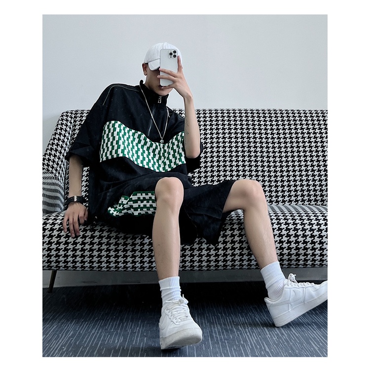 Bộ Thể Thao Nam Hè Cổ Trụ Phối Khóa Kéo Cao Cấp, Chất Liệu Cotton Mịn Mã TRU02 Cá Tính