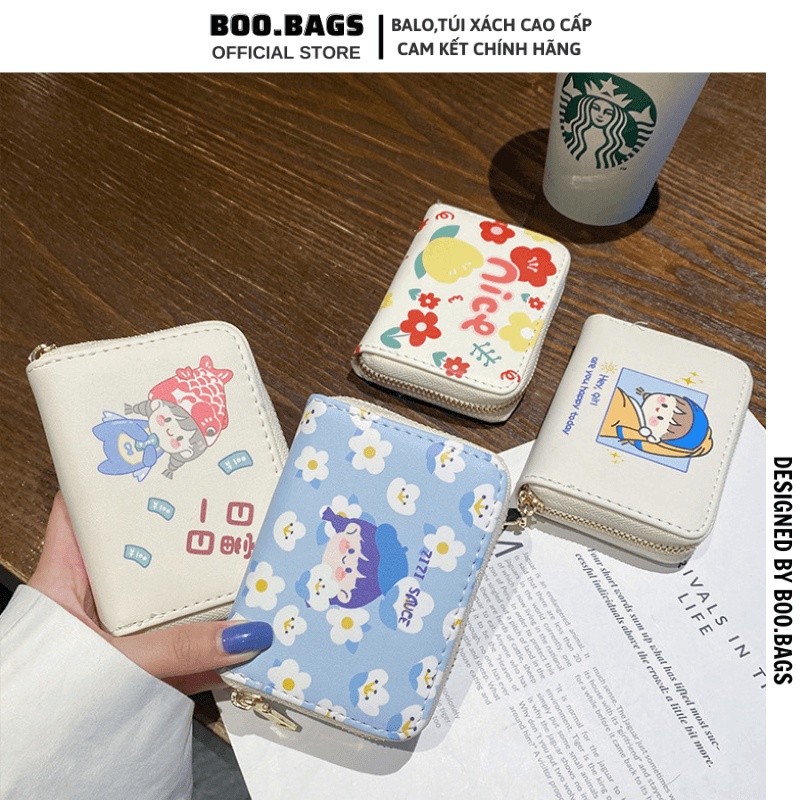 Ví Nữ Mini, Ví Cầm Tay Nữ Hình Cô Gái Nhiều Màu Dễ Thương Với 12 Ngăn Cute Boobags Boo-035