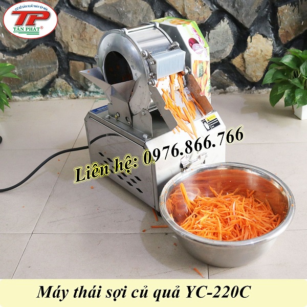 MÁY THÁI SỢI YC220-C, THÁI SỢI CỦ QUẢ LÀM DƯA CHUA, MÁY BÀO SỢI CÀ RỐT, CỦ CẢI, XOÀI