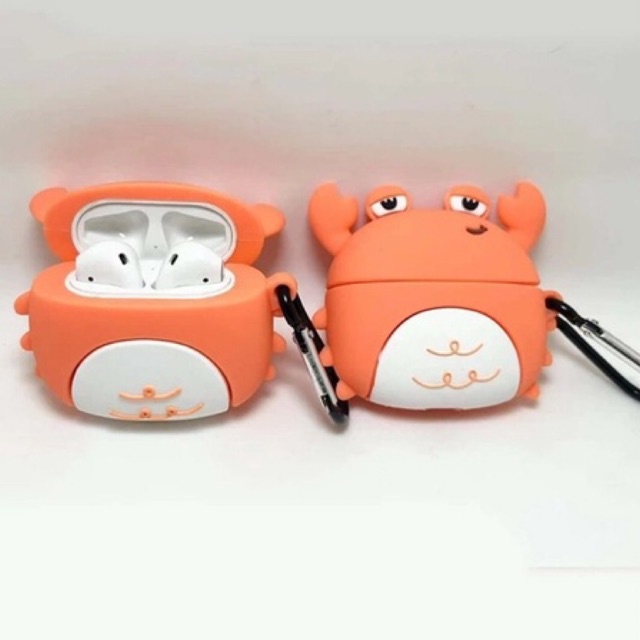 Vỏ AirPods TPU mềm hình cua màu cam dành cho airpods 1/2/3/Pro