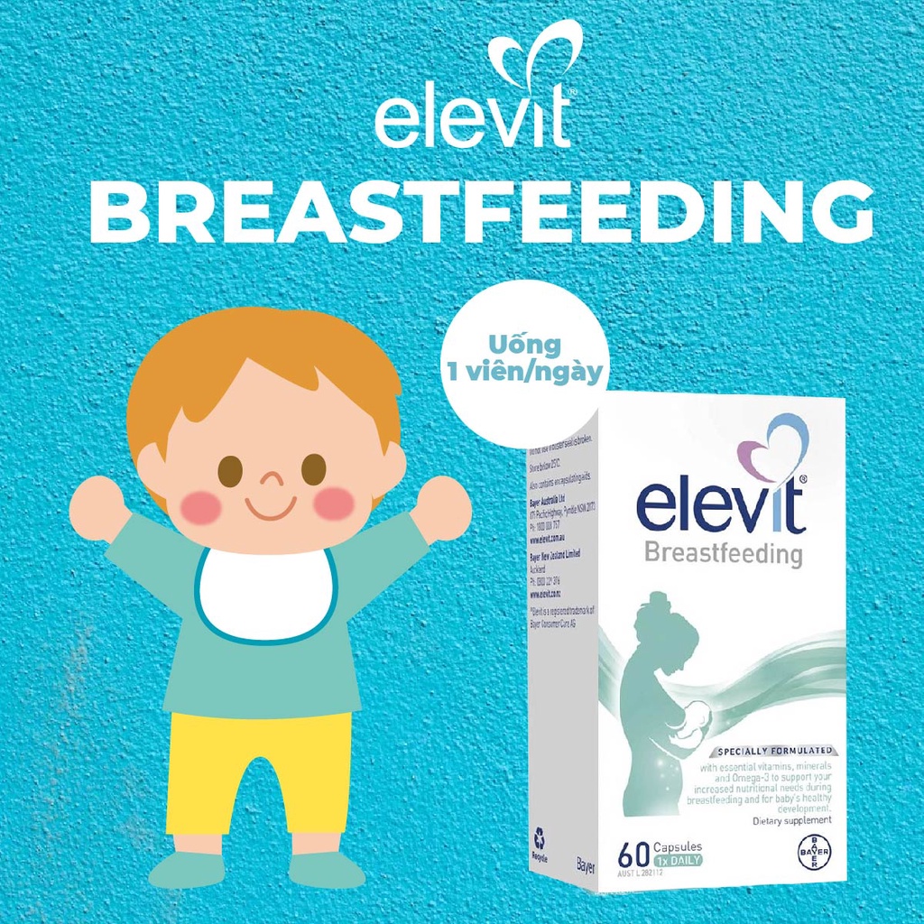 Viên uống dành cho phụ nữ sau sinh và cho con bú Elevit Breastfeeding Bayer Úc 60 viên