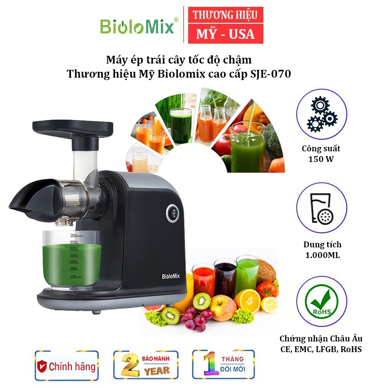 [ BẢO HÀNH 12 THÁNG] Máy ép trái cây tốc độ chậm nhãn hiệu Biolomix SJE-070