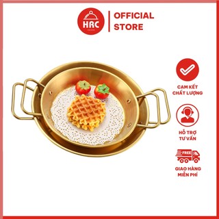  Chảo inox mạ vàng đĩa có quai đựng thức ăn thịt nướng hải sản hoặc decor trang trí phong cách Hàn Quốc 02 