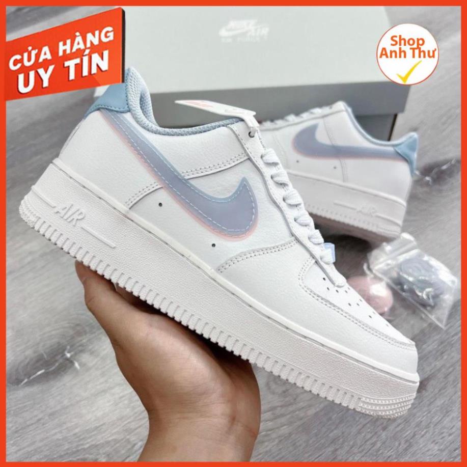 Giày Thể Thao _Nike_Air_Force_1 Vệt Xanh Hồng Bản Đẹp , Sneaker Nike_ AF1 White Blue Pink Full Box Bill