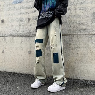 Quần JEAN NAM BAGGY ỐNG RỘNG vá gối quần BÒ NAM ỐNG SUÔNG rách phong cách HÀN QUỐC thời trang 2023 mặc ĐI HỌC ĐI CHƠI