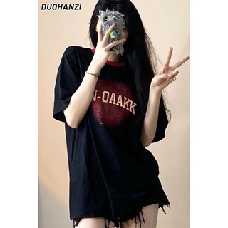 DUOHANZI  Áo Thun Cotton Tay Ngắn In Chữ love Dáng Rộng Thời Trang 2022 Cho Nữ