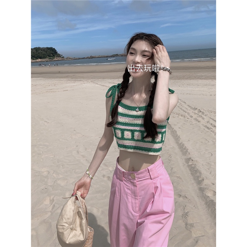 NZN Áo croptop đan móc phong cách cổ điển cho nữ