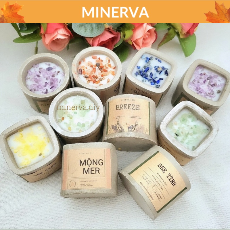 Nến thơm cốc xi măng mini size 60g, nến tealight candle cup làm quà tặng, nhiều mùi hương thiên nhiên thư giãn