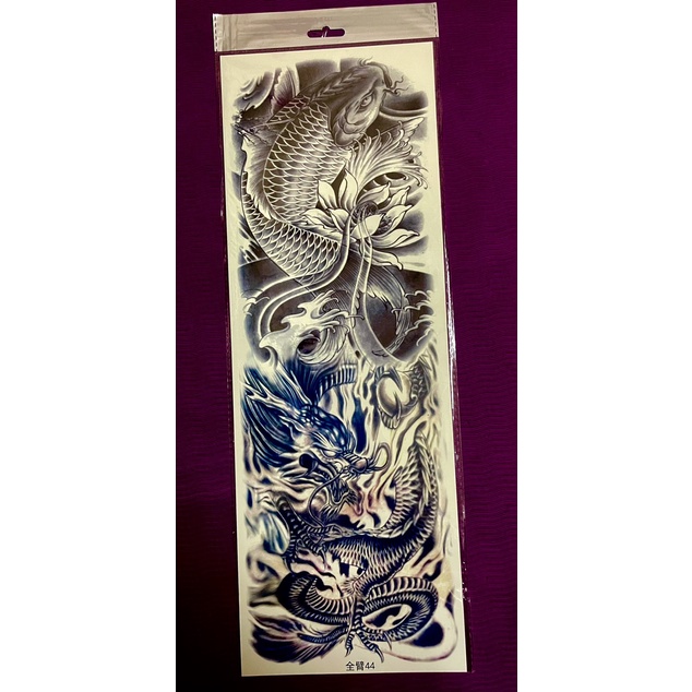 Hình xăm dán cá chép hóa rồng đen