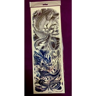hình xăm dán cá chép hóa rồng đen