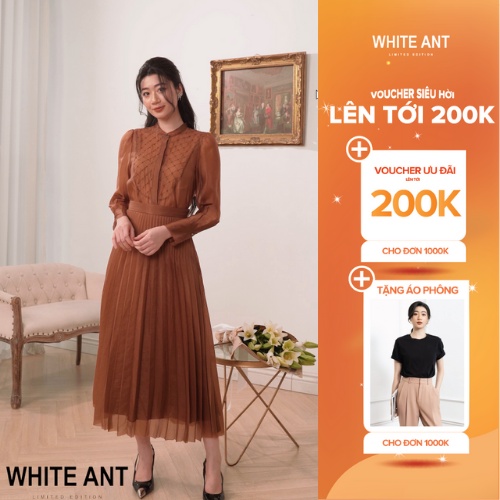 Chân Váy Xếp Ly Thủ Công Nữ WHITE ANT AIRPO SKIRT Chất Liệu Lưới Silk Tulle Japan Mềm Nhẹ, Thoáng Mát 110100029