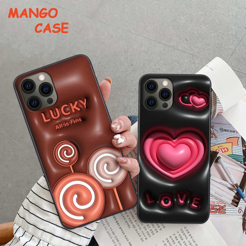 Ốp lưng iPhone 11 12 11Pro 12Pro Pro Promax Max hình in 3D gấu nâu cute, trái tim kẹo dễ thương, rẻ bền đẹp