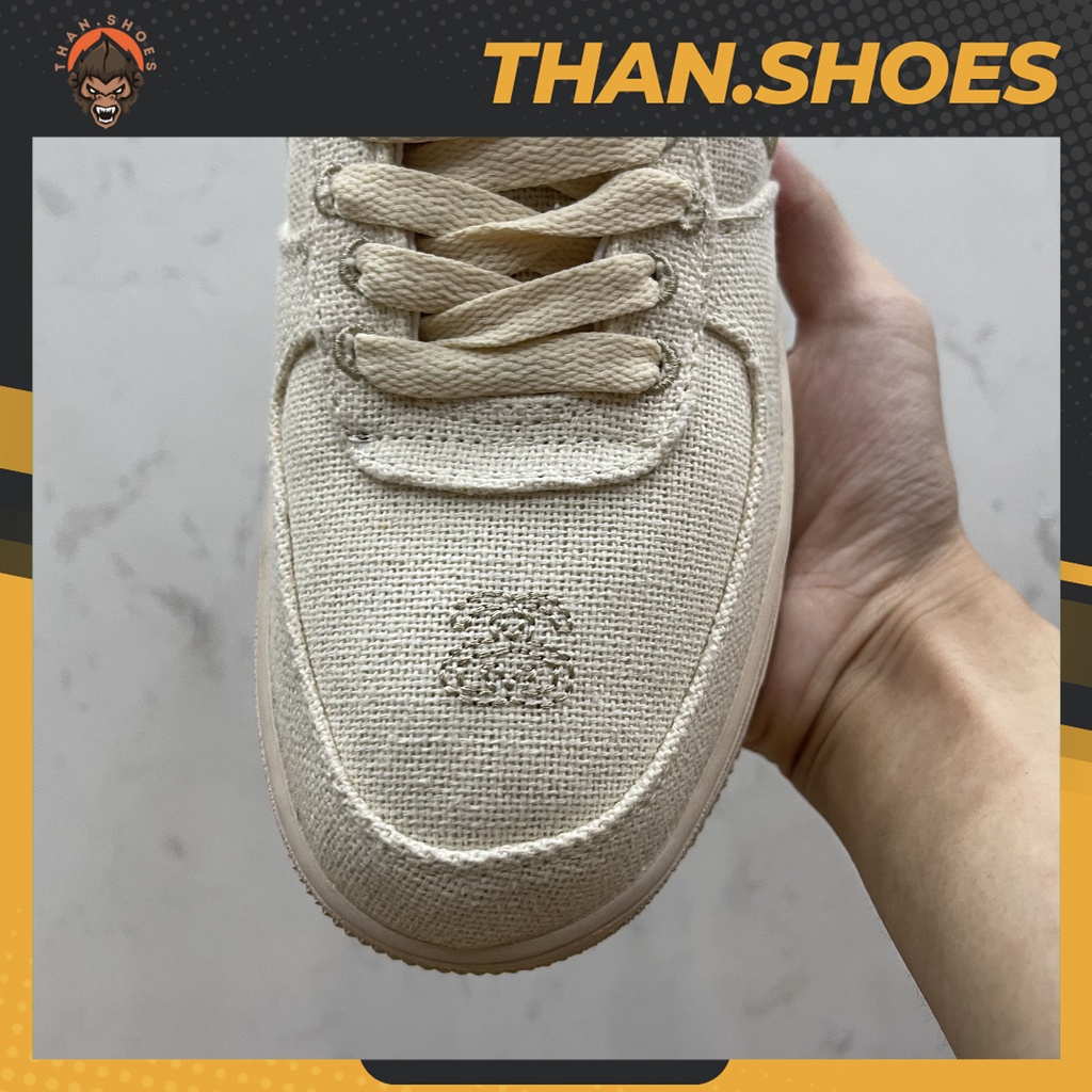 Giày Air Force 1 Low Stussy Fossil, AF1 Vải Canvas - Than.Shoes