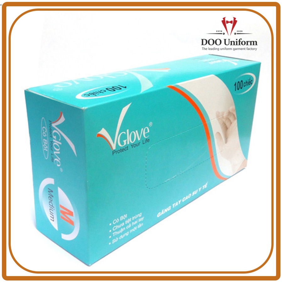 Găng tay y tế Vglove dài 24cm có bột loại dày