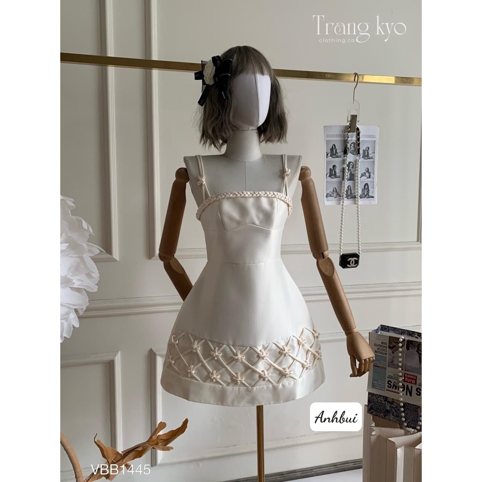 Váy Tatta Hai Dây Đính Ngọc Tết Dây - Đầm Nữ Thời Trang Phong Cách Sang Chảnh, Nữ Tính