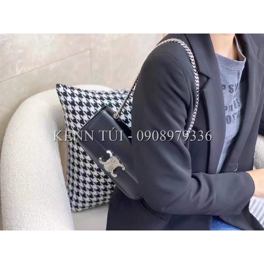 Túi kẹp nách đeo vai khóa bạc Ce.line 20cm hàng fullbox