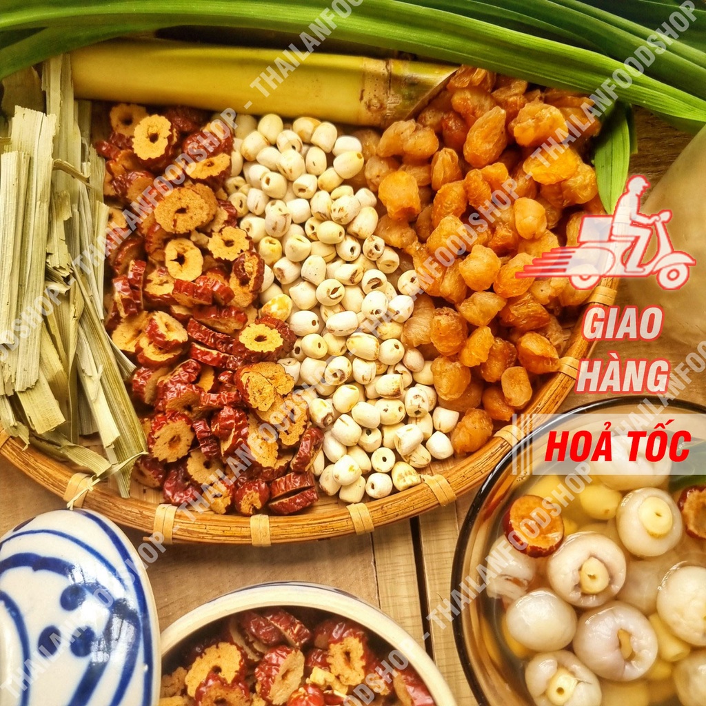Set Long Nhãn Hạt Sen Táo Đỏ Nấu 10 - 12 Ly - Set Tự Nấu