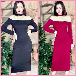 Đầm body tay dài choàng dây