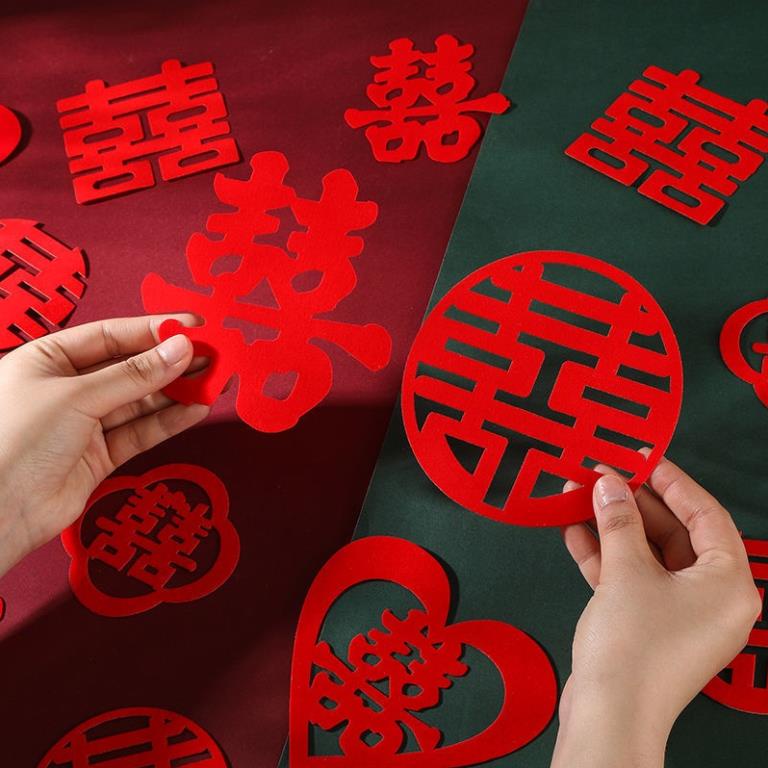 Decal Dán Chữ Hỷ Trang Trí Phòng Cưới, Xe Hoa, Đám Cưới 35x35cm DMAX777