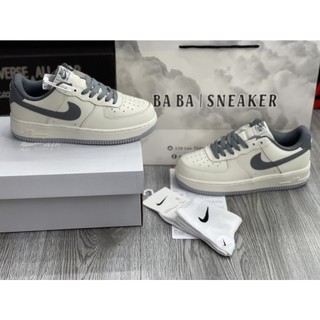 Giày cao cấp thể thảo sneaker af/1 kem móc xám gót xám siêu xinh ảnh thật + freeship + tặng tất