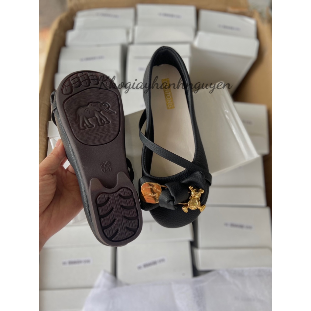 Giày bệt búp bê nơ gấu da mềm đế dẻo hàng QC