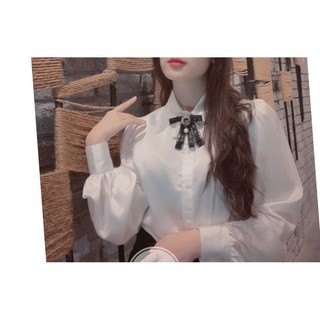 Áo sơ mi lụa CHIPXINHXK tay bồng tiểu thư