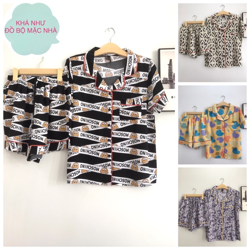 ( Bán sỉ) Bộ tole nữ pyjama loại 1 quần đùi áo viền màu 45-70 ký, Khả như chuyên sỉ đồ bộ tole