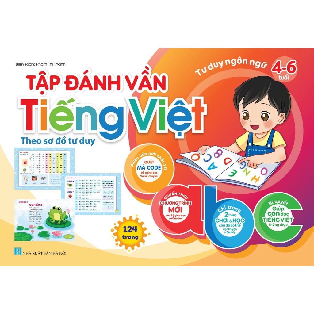 Sách Tập Đánh Vần Tiếng Việt phiên bản mới 2022 tặng kèm QR code -Cho bé từ 4-6 tuổi
