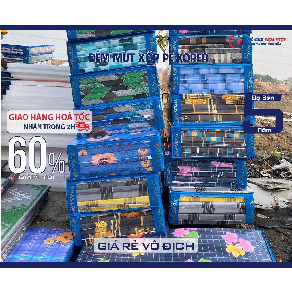 Đệm Sinh Viên, Đệm Mút Xốp PE KOREA Gấp 3 - Rẻ nhất Hà Nội