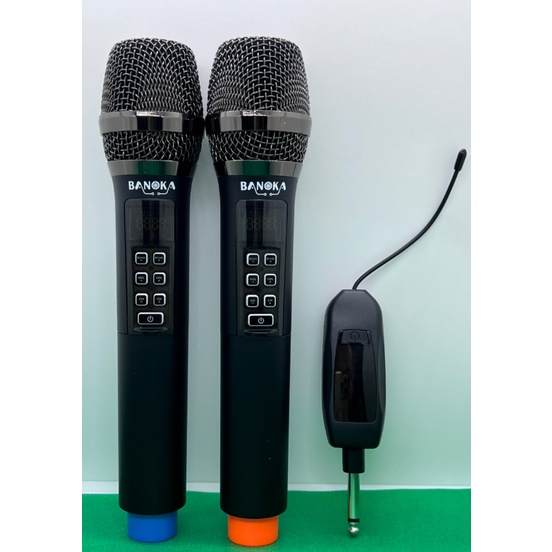 Micro Phone uhf 2Mic Không Dây chỉnh  bass – trebe – echo-vang số mini loa buetooth có thể hát