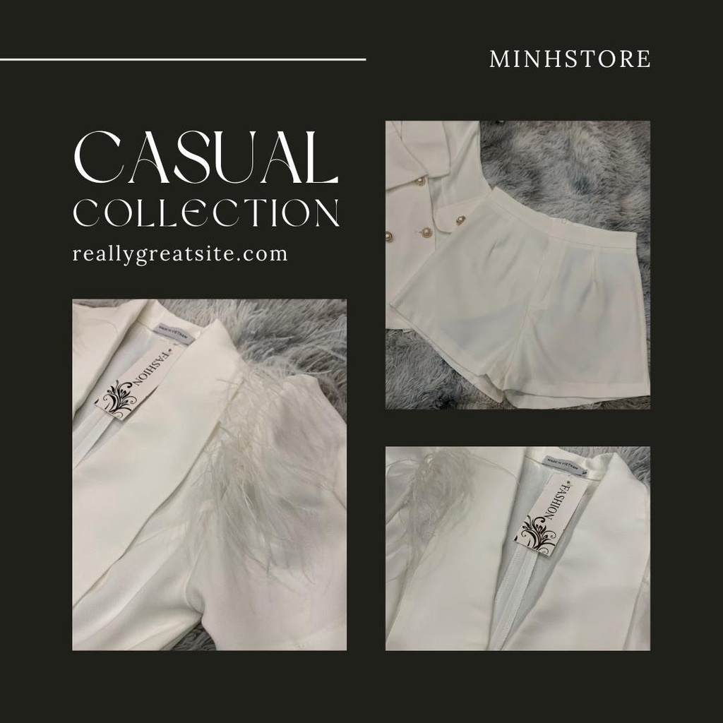 Set lông vũ hai màu đen trắng cao cấp sang chảnh