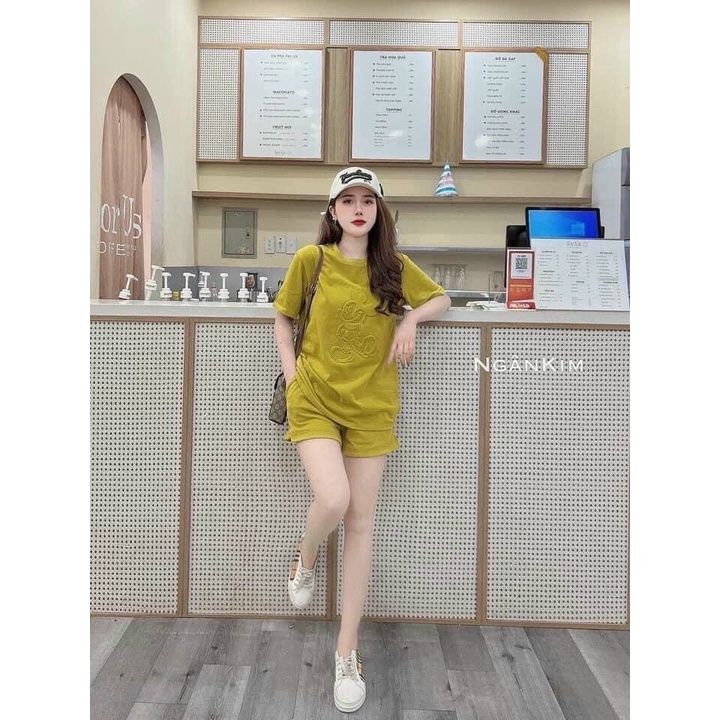 Bộ cotton khô in nổi hình gấu loại 1