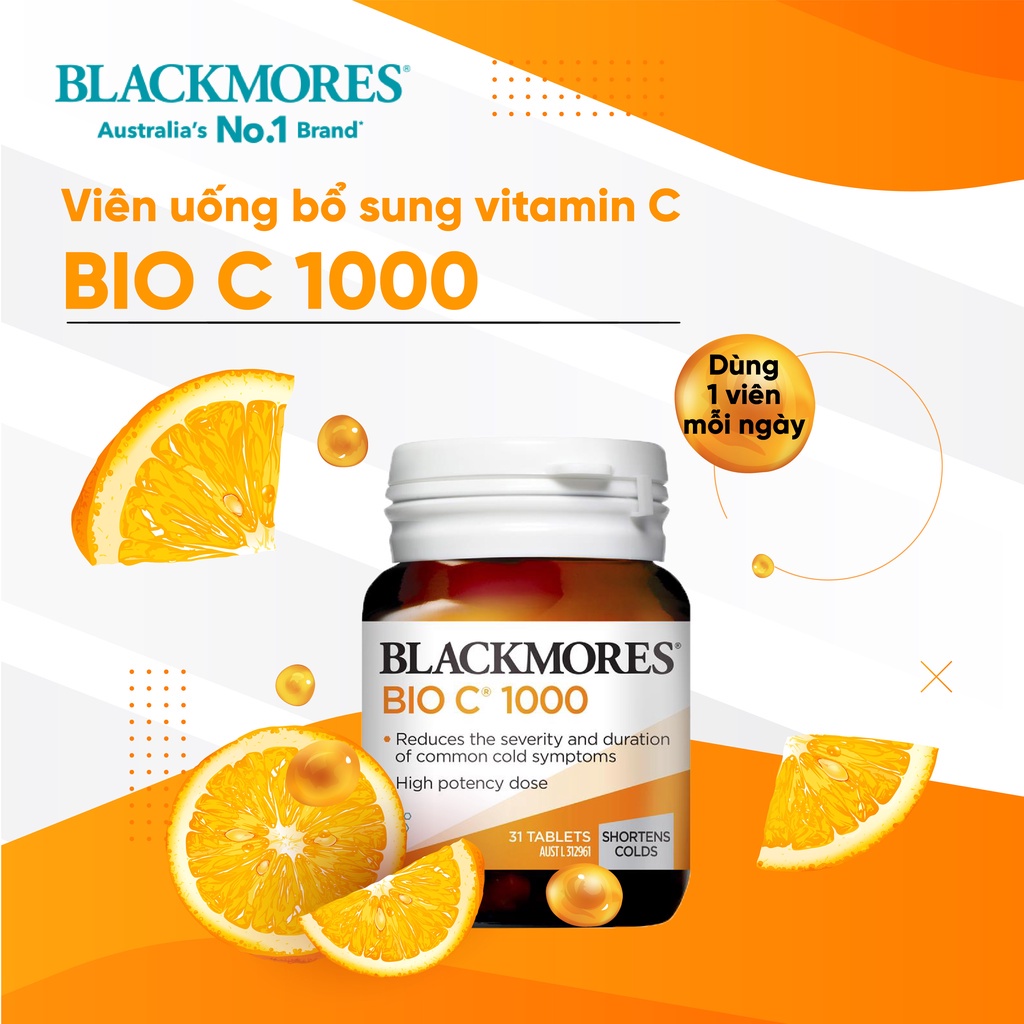 Viên uống bổ sung vitamin C Blackmores BioC 1000mg tăng cường sức đề kháng, sáng da 31 viên của Úc