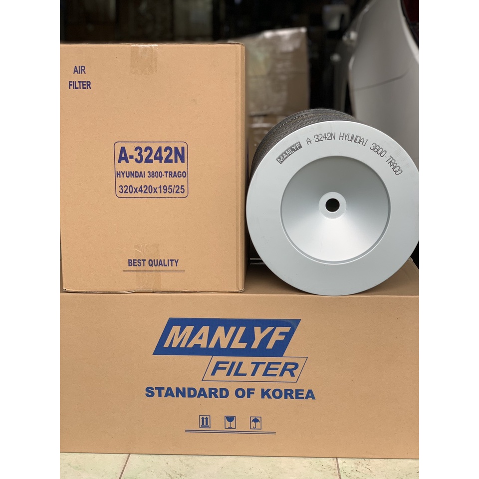 Lọc gió động cơ Manlyf A-3242A cho Xe tải HYUNDAI 3800 - HD270 - HD320 HD700 - HD1000 - TRAGO (320x420x195/25)