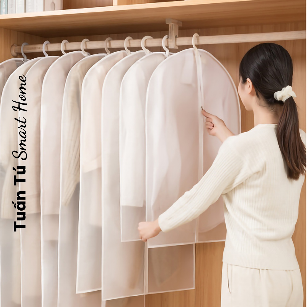 Túi Bọc Quần Áo, Váy Đầm Treo Tủ Dày Dặn Chống Bụi Có Khóa Kéo, Túi Trùm Quần Áo Đa Năng Chống Ẩm Mốc Tiện Dụng