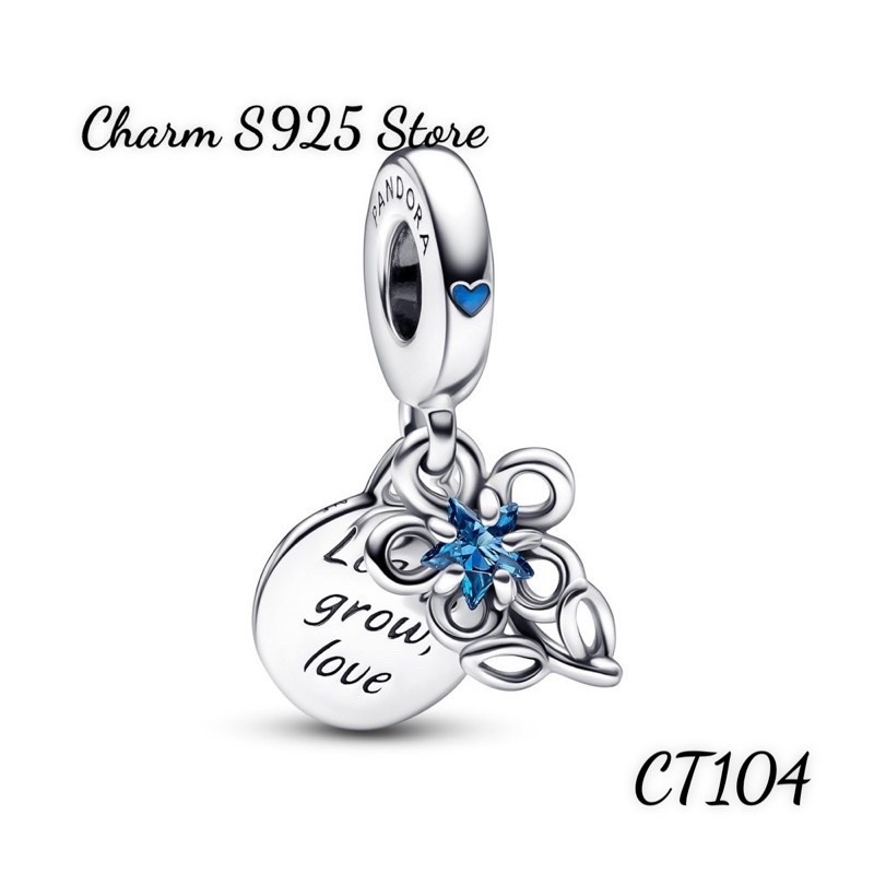 CHARM PAN ALE TREO CÀNH HOA BẠC S925 THUẦN KHIẾT HÀNG CAO CẤP