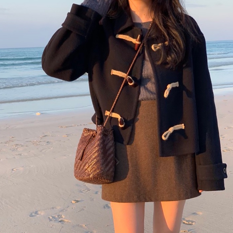 Áo Khoác Nút Sừng Phong Cách Nữ Sinh Hàn Quốc